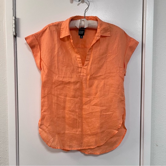 GAP Tops - NWOT Linen popover shirt pink XS/S